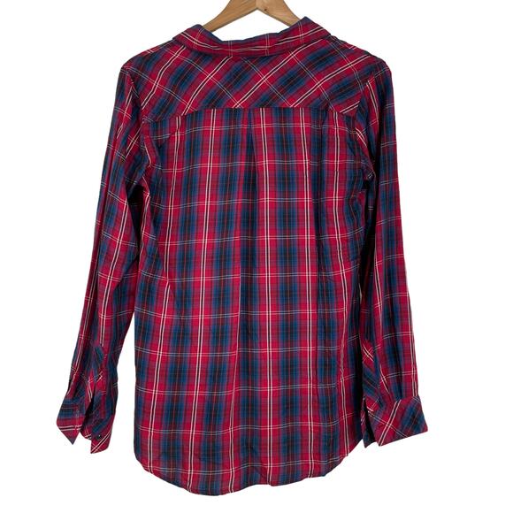 Rails Kendra Tencel Plaid Button Front Blouse Long Sleeve Size S Red Blue White - Picture 2 of 9